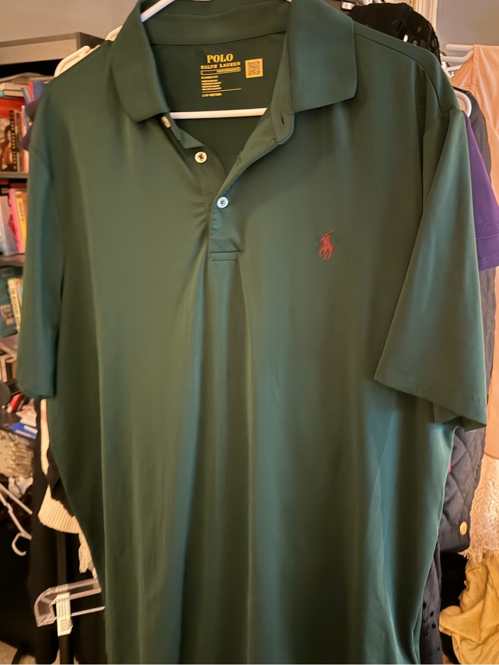 Polo by Ralph Lauren Dark Green Polo with Red Pony Embroidery performance